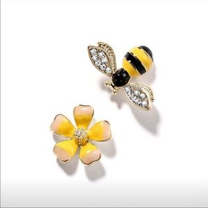 Handmade 925 Sterling Silver Bee & Flower Earrings